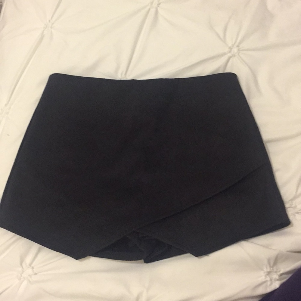 Black suede skort